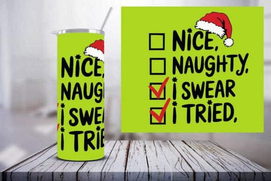 Green NICE/NAUGHTY TUMBLER